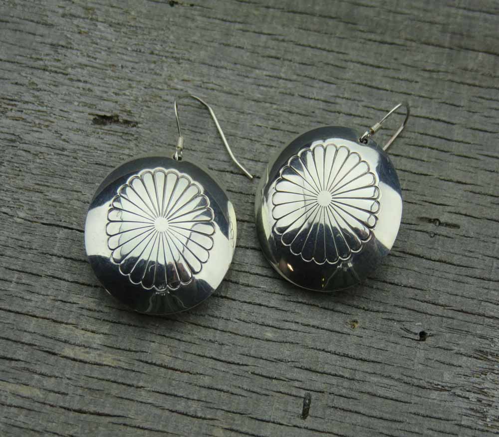 Native American Silver Concho Earrings 